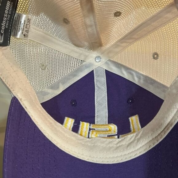 NCAA Distressed LSU  Tigers Trucker Purple SnapBack Hat Cap Colosseum New - Picture 7 of 7